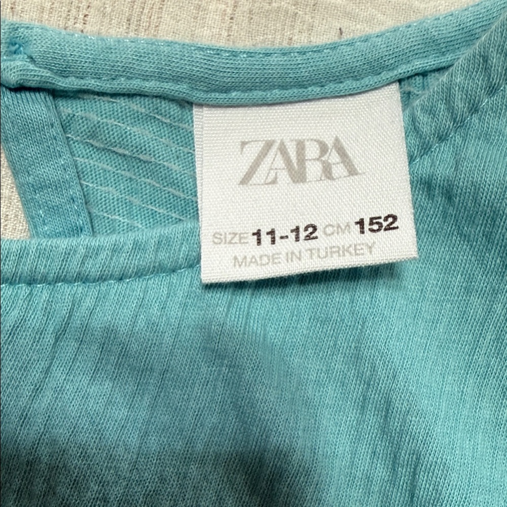 Zara Aqua Ruffle Sleeve Girls' Dress - Picture 2 of 5